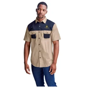 Mens Short Sleeve Serengeti 2-Tone Bush Shirt