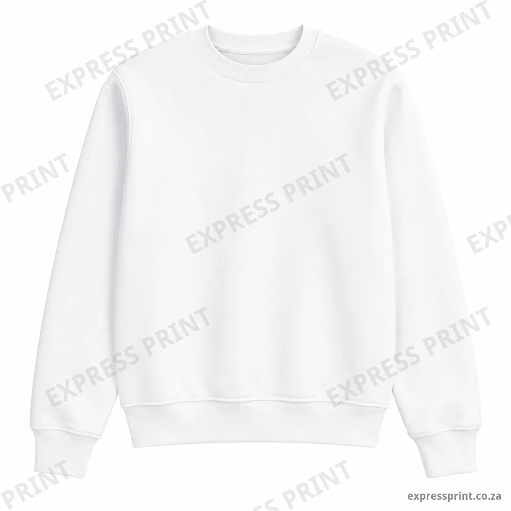 White crew-neck sweater, unbranded – Express Print