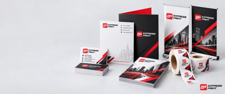 Express Print branded stationery, flyers and banners
