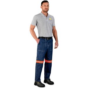 Cast Premium 100% Cotton Denim Pants - Reflective Legs - Orange Tape branded by Express Print