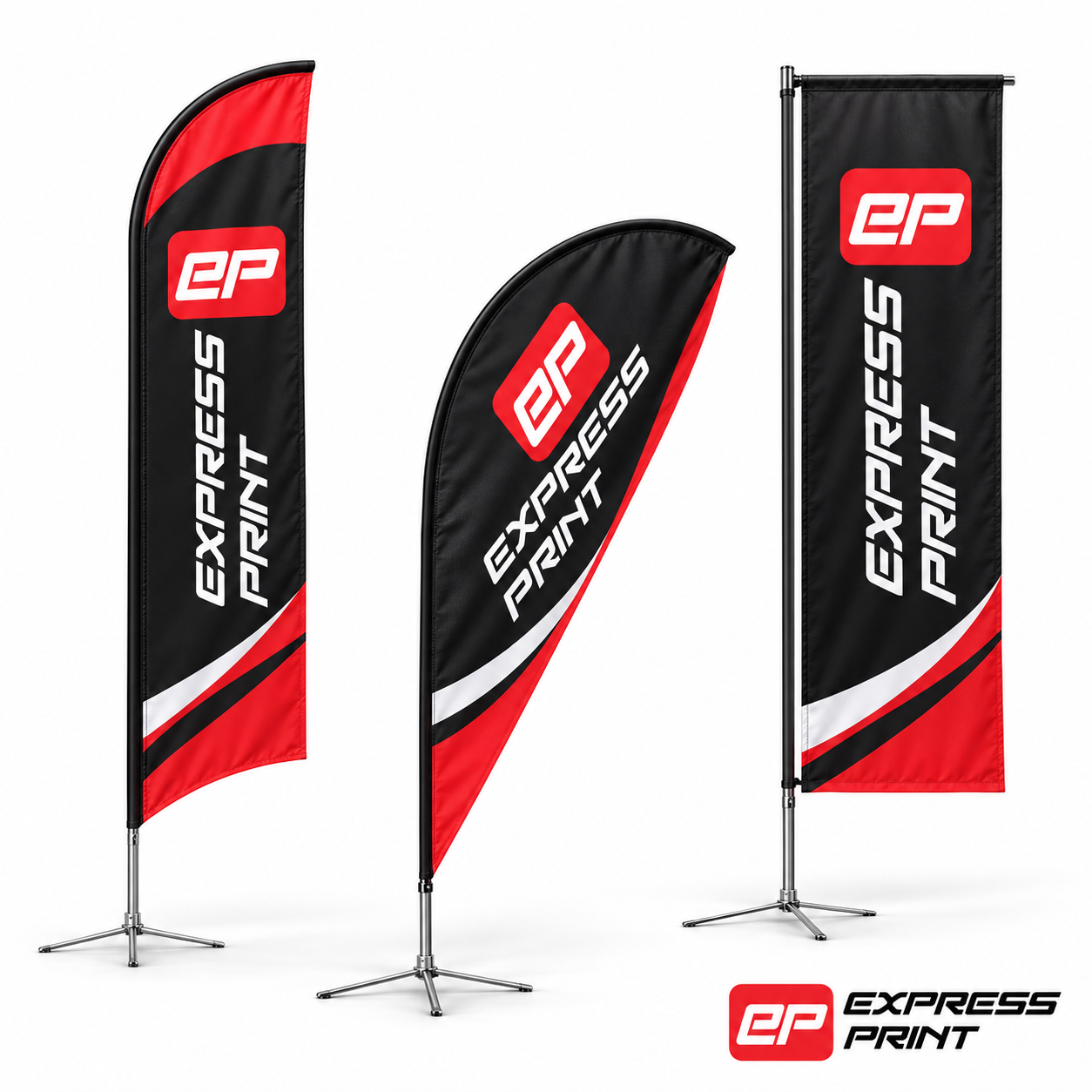 Cluster of 4 sharkfin banners
