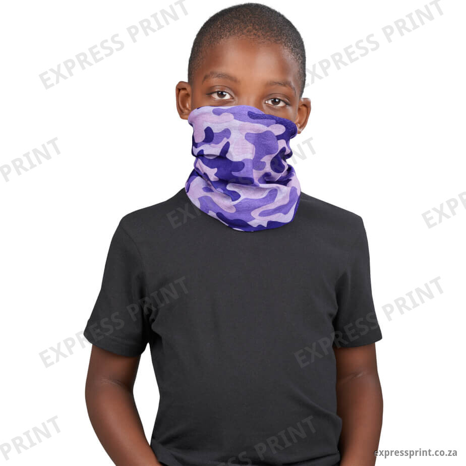 Kids Camo Flexi Tubular Bandana branded by Express Print