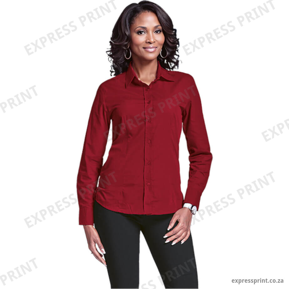 Ladies Basic Poly Cotton Blouse Long Sleeve branded by Express Print