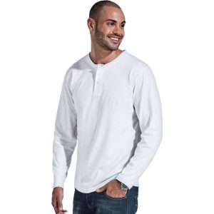 Mens 145g Henley Long Sleeve T-Shirt branded by Express Print