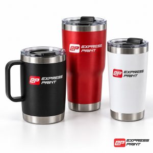 Branded travel mugs