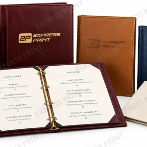 Custom branded menu folders in a range of finishes by Express Print