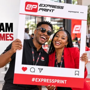 Instagram selfie frames A1 and A0 by Express Print at a corporate event
