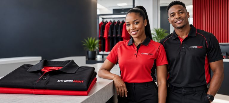 Branded golf shirts printed with a company logo