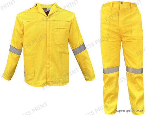 Yellow 2 PC Overall With Reflective Tape