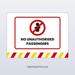 No unauthorised passengers vehicle sticker