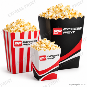 Custom branded popcorn boxes in small, medium and large