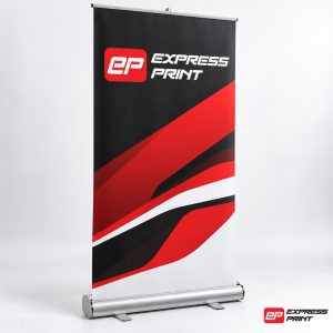 Pull up banner with executive stand