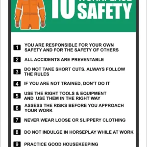 WF47 - 10 Rules Of Workplace Safety Sign