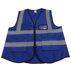 Blue Reflective Vest with Pockets