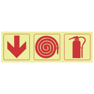 F4 - SABS Arrow Down, Fire Hose Reel, Fire Extinguisher Photoluminescent Sign