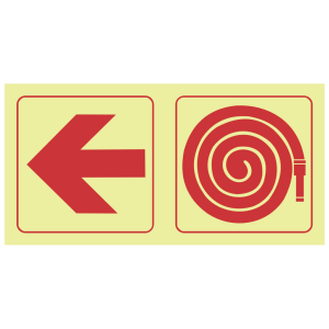 F17 - SABS Arrow left, fire hose reel photoluminescent safety sign