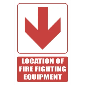 FB1EB - Red Arrow - Location Of Fire Fighting Equipment Below Explanatory Safety Sign