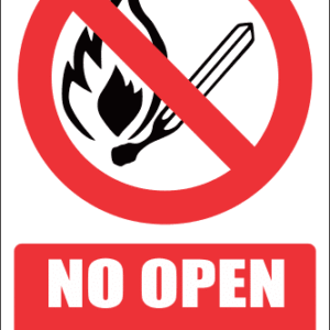 FR1E - No Open Flame Explanatory Safety Sign