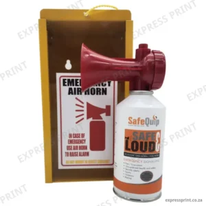 Safequip Air Horn - 135ml With Yellow Wall-Mountable Metal Case