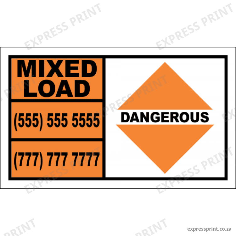 Mixed Load Placard