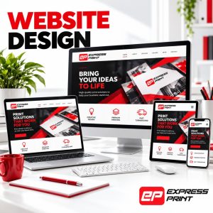 Responsive website design on laptop, tablet and phone